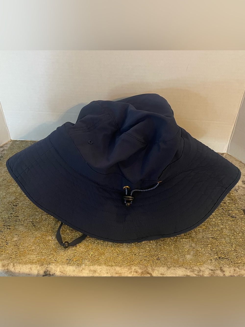 NWT Coolibar Dark Navy Wide-Brim Sun Hat with Chin Cord - Picture 2 of 7